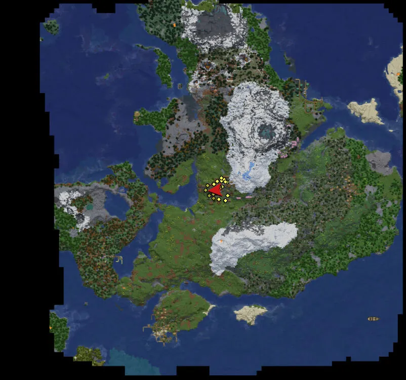 Map of the world with the playable zone in the middle